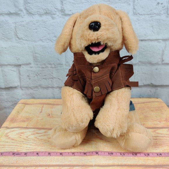 The Bear Labrador Lab Golden Retriever Dog Western Clothing Plush Stuffed Toy - Picture 6 of 12